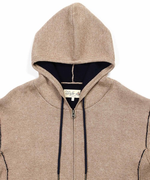 The DUFFER of ST.GEORGE(ザダファーオブセントジョージ)の「DOUBLE FACE KNIT ZIP HOODIE:ダブルフェイス ニット ジップパーカー(パーカー・メンズ・ベージュ/ネイビー・X-LARGE/MEDIUM/LARGE)」の11枚目の写真