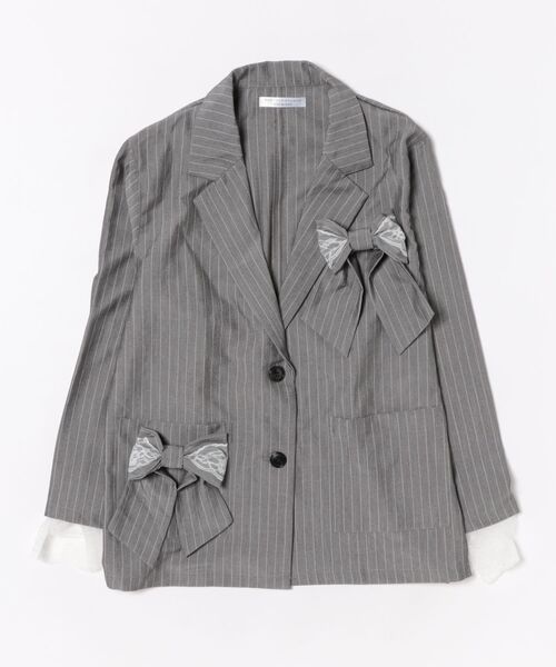 Another Branch olive des olive（アナザーブランチオリーブデオリーブ）の「【セットアップ】レースリボンテラージャケット（テーラードジャケット・レディース・ブラック/ストライプ/チェック・FREE）」の4枚目の写真