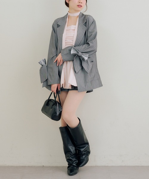 Another Branch olive des olive（アナザーブランチオリーブデオリーブ）の「【セットアップ】レースリボンテラージャケット（テーラードジャケット・レディース・ブラック/ストライプ/チェック・FREE）」の20枚目の写真