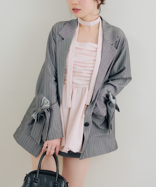 Another Branch olive des olive（アナザーブランチオリーブデオリーブ）の「【セットアップ】レースリボンテラージャケット（テーラードジャケット・レディース・ブラック/ストライプ/チェック・FREE）」の21枚目の写真