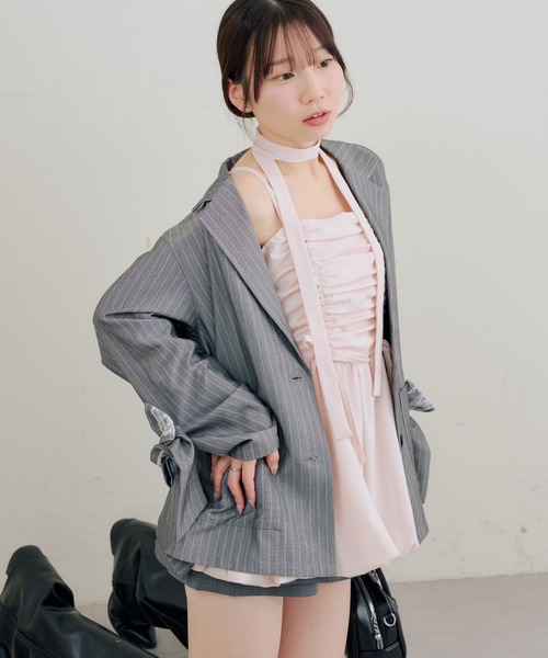 Another Branch olive des olive（アナザーブランチオリーブデオリーブ）の「【セットアップ】レースリボンテラージャケット（テーラードジャケット・レディース・ブラック/ストライプ/チェック・FREE）」の19枚目の写真