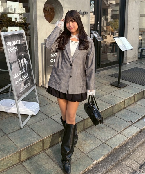 Another Branch olive des olive（アナザーブランチオリーブデオリーブ）の「【セットアップ】レースリボンテラージャケット（テーラードジャケット・レディース・ブラック/ストライプ/チェック・FREE）」の11枚目の写真