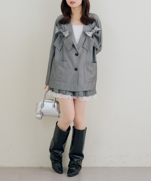Another Branch olive des olive（アナザーブランチオリーブデオリーブ）の「【セットアップ】レースリボンテラージャケット（テーラードジャケット・レディース・ブラック/ストライプ/チェック・FREE）」の17枚目の写真
