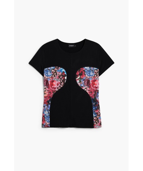 Desigual（デシグアル）の「Desigual × Christian Lacroix｜ラクロワコラボ花柄コルセットTシャツ（Tシャツ/カットソー・レディース・ブラック・XL/L/M/S/XS）」の5枚目の写真