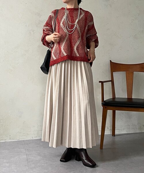 un dix cors（アンディコール）の「スエードプリーツスカート（スカート・レディース・チャコールグレー/アイボリー/ベージュ・FREE）」の6枚目の写真