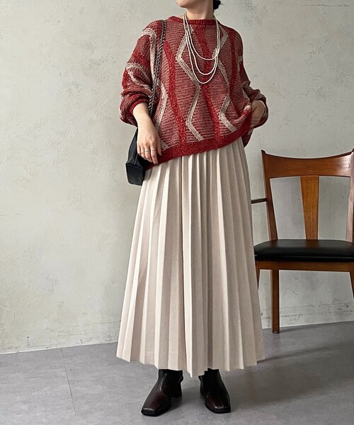 un dix cors（アンディコール）の「スエードプリーツスカート（スカート・レディース・チャコールグレー/アイボリー/ベージュ・FREE）」の8枚目の写真