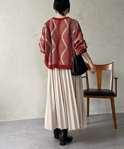 un dix cors（アンディコール）の「スエードプリーツスカート（スカート・レディース・チャコールグレー/アイボリー/ベージュ・FREE）」の9枚目の写真