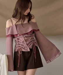 オフショル フリルブラウス オフショルダー」に該当するレディースの