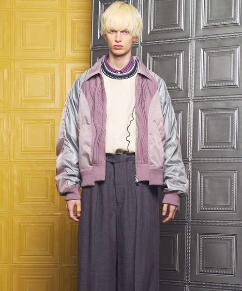 UNISEX》Knit Docking Prime-Over Collared Blouson/ニットドッキング