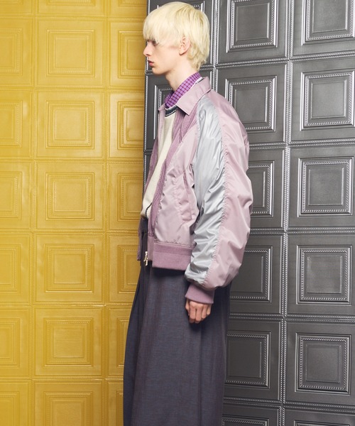 UNISEX》Knit Docking Prime-Over Collared Blouson/ニットドッキング