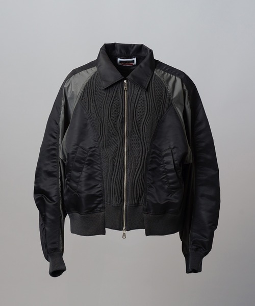 UNISEX》Knit Docking Prime-Over Collared Blouson/ニットドッキング