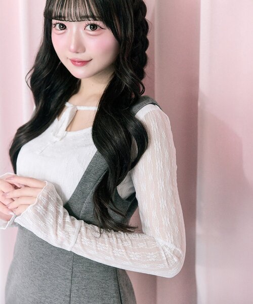 OLIVE des OLIVE（オリーブデオリーブ）の「【Belle Charme】Side Button Mini Jumper Skirt（ジャンパースカート・レディース・モカ/チャコールグレー/ブラック・FREE）」の20枚目の写真