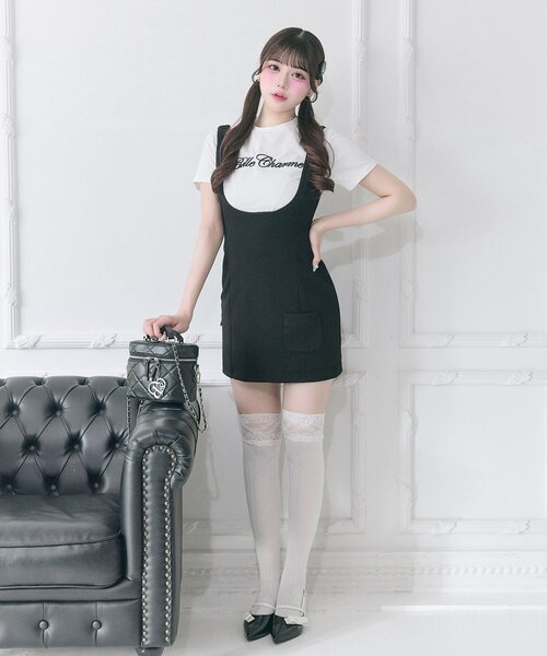 OLIVE des OLIVE（オリーブデオリーブ）の「【Belle Charme】Side Button Mini Jumper Skirt（ジャンパースカート・レディース・モカ/チャコールグレー/ブラック・FREE）」の22枚目の写真