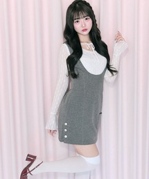OLIVE des OLIVE | 【Belle Charme】Side Button Mini Jumper Skirt(ジャンパースカート)