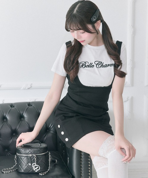 OLIVE des OLIVE（オリーブデオリーブ）の「【Belle Charme】Side Button Mini Jumper Skirt（ジャンパースカート・レディース・モカ/チャコールグレー/ブラック・FREE）」の2枚目の写真