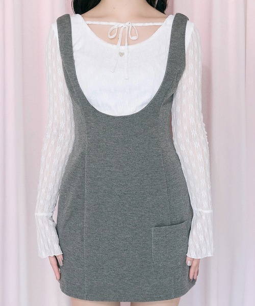 OLIVE des OLIVE（オリーブデオリーブ）の「【Belle Charme】Side Button Mini Jumper Skirt（ジャンパースカート・レディース・モカ/チャコールグレー/ブラック・FREE）」の6枚目の写真