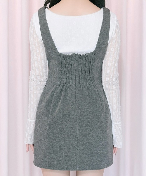 OLIVE des OLIVE（オリーブデオリーブ）の「【Belle Charme】Side Button Mini Jumper Skirt（ジャンパースカート・レディース・モカ/チャコールグレー/ブラック・FREE）」の7枚目の写真