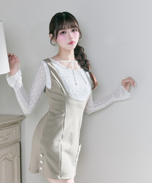 OLIVE des OLIVE（オリーブデオリーブ）の「【Belle Charme】Side Button Mini Jumper Skirt（ジャンパースカート・レディース・モカ/チャコールグレー/ブラック・FREE）」の12枚目の写真