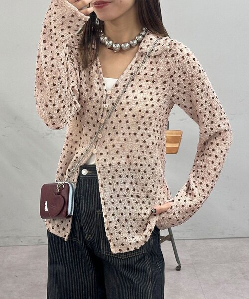 CIAOPANIC（チャオパニック）の「ぽこぽこポップコーンスキッパーシャツ（シャツ/ブラウス・レディース・アイボリー/ブルー/ピンク/グリーン/ブラウン・ONE SIZE）」の5枚目の写真