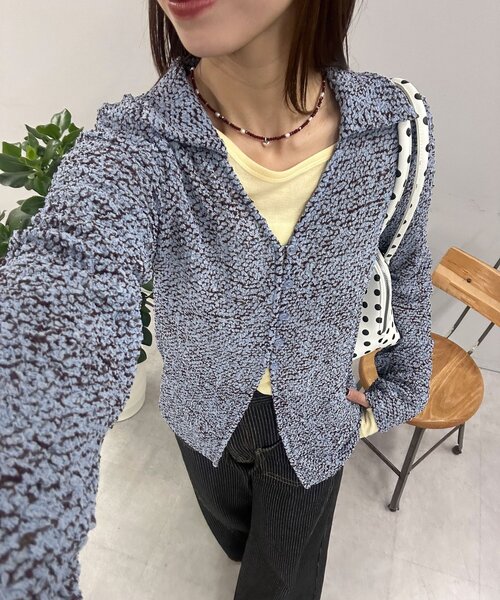 CIAOPANIC（チャオパニック）の「ぽこぽこポップコーンスキッパーシャツ（シャツ/ブラウス・レディース・アイボリー/ブルー/ピンク/グリーン/ブラウン・ONE SIZE）」の4枚目の写真