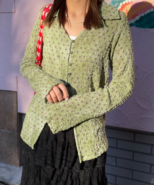 CIAOPANIC（チャオパニック）の「ぽこぽこポップコーンスキッパーシャツ（シャツ/ブラウス・レディース・アイボリー/ブルー/ピンク/グリーン/ブラウン・ONE SIZE）」の3枚目の写真