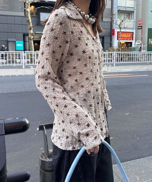 CIAOPANIC（チャオパニック）の「ぽこぽこポップコーンスキッパーシャツ（シャツ/ブラウス・レディース・アイボリー/ブルー/ピンク/グリーン/ブラウン・ONE SIZE）」の8枚目の写真