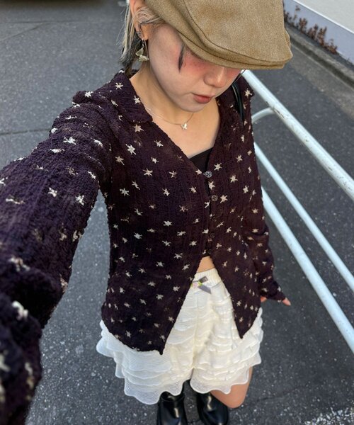 CIAOPANIC（チャオパニック）の「ぽこぽこポップコーンスキッパーシャツ（シャツ/ブラウス・レディース・アイボリー/ブルー/ピンク/グリーン/ブラウン・ONE SIZE）」の15枚目の写真