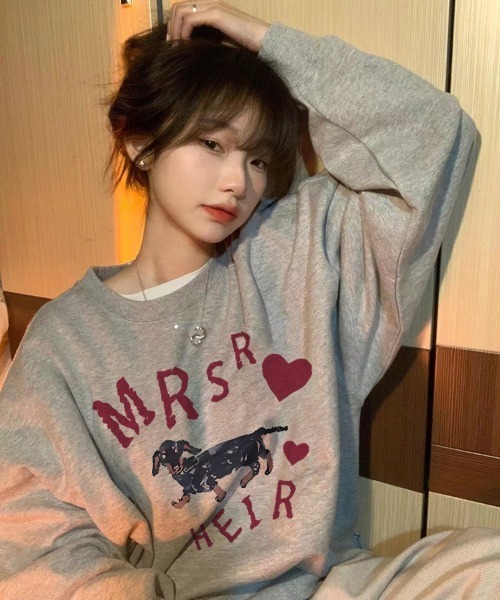 LAC-VERT（ラック・ヴェール）の「落書き風ドッグプルオーバー（スウェット・レディース・グレー/チャコールグレー・FREE）」の6枚目の写真