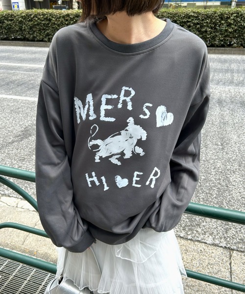 LAC-VERT（ラック・ヴェール）の「落書き風ドッグプルオーバー（スウェット・レディース・グレー/チャコールグレー・FREE）」の10枚目の写真