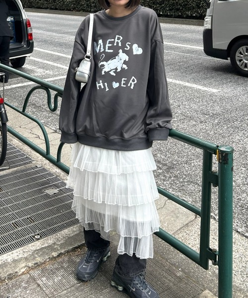 LAC-VERT（ラック・ヴェール）の「落書き風ドッグプルオーバー（スウェット・レディース・グレー/チャコールグレー・FREE）」の12枚目の写真