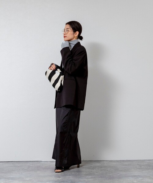 MAQWEL（マクウェル）の「【MAQWEL/マクウェル】オーバージャケット（テーラードジャケット・レディース・ベージュ/ブラック・FREE）」の3枚目の写真