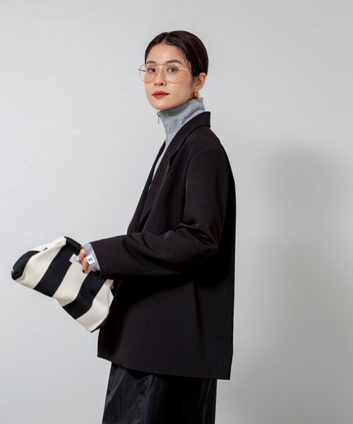 MAQWEL（マクウェル）の「【MAQWEL/マクウェル】オーバージャケット（テーラードジャケット・レディース・ベージュ/ブラック・FREE）」の6枚目の写真