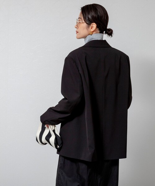 MAQWEL（マクウェル）の「【MAQWEL/マクウェル】オーバージャケット（テーラードジャケット・レディース・ベージュ/ブラック・FREE）」の7枚目の写真