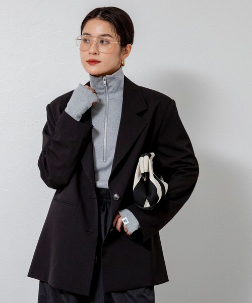 MAQWEL（マクウェル）の「【MAQWEL/マクウェル】オーバージャケット（テーラードジャケット・レディース・ベージュ/ブラック・FREE）」の9枚目の写真