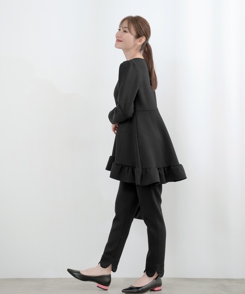 Liala×PG(リアラバイピージー)の「ダンボールニット スカラップヘム パンツ Liala×PG(その他パンツ・レディース・ブラック/アイボリー/ネイビー・S/XS)」の10枚目の写真