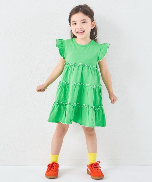 pairmanon(ペアマノン)の「【綿100%】ガールズ メロー ティアードワンピース(ワンピース・キッズ・オレンジ/ライトパープル/ピンク/グリーン・100/110/120/130/140/150/90)」の11枚目の写真