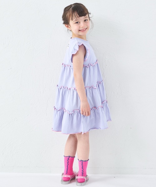 pairmanon(ペアマノン)の「【綿100%】ガールズ メロー ティアードワンピース(ワンピース・キッズ・オレンジ/ライトパープル/ピンク/グリーン・100/110/120/130/140/150/90)」の16枚目の写真