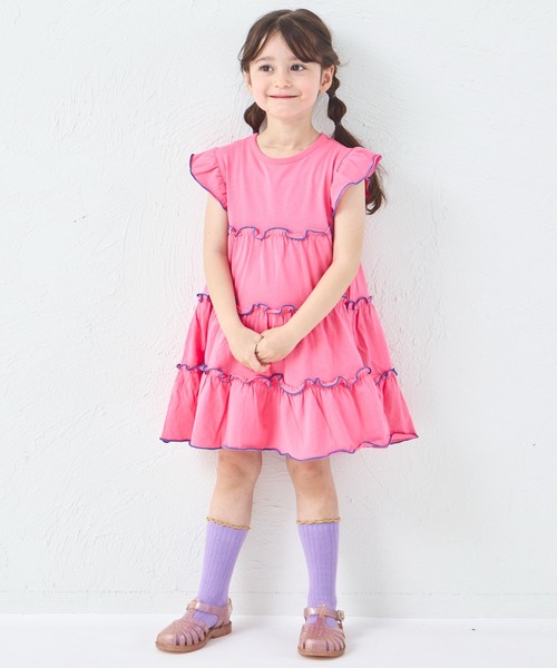 pairmanon(ペアマノン)の「【綿100%】ガールズ メロー ティアードワンピース(ワンピース・キッズ・オレンジ/ライトパープル/ピンク/グリーン・100/110/120/130/140/150/90)」の19枚目の写真