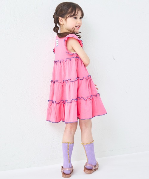 pairmanon(ペアマノン)の「【綿100%】ガールズ メロー ティアードワンピース(ワンピース・キッズ・オレンジ/ライトパープル/ピンク/グリーン・100/110/120/130/140/150/90)」の20枚目の写真