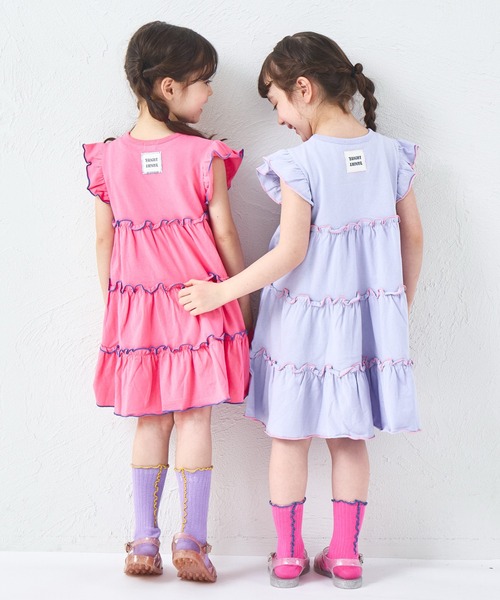 pairmanon(ペアマノン)の「【綿100%】ガールズ メロー ティアードワンピース(ワンピース・キッズ・オレンジ/ライトパープル/ピンク/グリーン・100/110/120/130/140/150/90)」の22枚目の写真