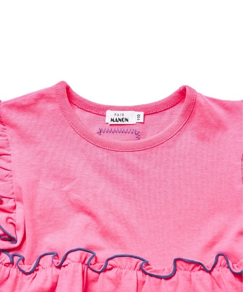 pairmanon(ペアマノン)の「【綿100%】ガールズ メロー ティアードワンピース(ワンピース・キッズ・オレンジ/ライトパープル/ピンク/グリーン・100/110/120/130/140/150/90)」の5枚目の写真