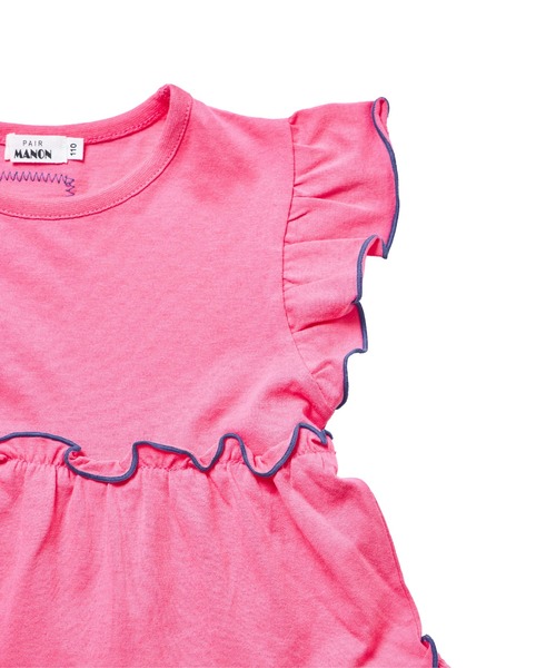 pairmanon(ペアマノン)の「【綿100%】ガールズ メロー ティアードワンピース(ワンピース・キッズ・オレンジ/ライトパープル/ピンク/グリーン・100/110/120/130/140/150/90)」の6枚目の写真