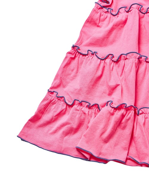 pairmanon(ペアマノン)の「【綿100%】ガールズ メロー ティアードワンピース(ワンピース・キッズ・オレンジ/ライトパープル/ピンク/グリーン・100/110/120/130/140/150/90)」の7枚目の写真