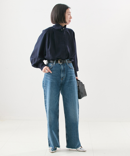A PUPIL(アピューピル)の「【A PUPIL/ア ピューピル】別注 HNK RGLN BL STRIPES:ブラウス(シャツ/ブラウス・レディース・ネイビー/アイボリー・MEDIUM)」の10枚目の写真