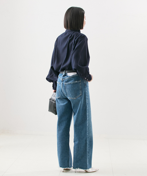A PUPIL(アピューピル)の「【A PUPIL/ア ピューピル】別注 HNK RGLN BL STRIPES:ブラウス(シャツ/ブラウス・レディース・ネイビー/アイボリー・MEDIUM)」の11枚目の写真