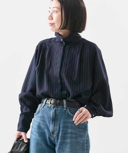 A PUPIL(アピューピル)の「【A PUPIL/ア ピューピル】別注 HNK RGLN BL STRIPES:ブラウス(シャツ/ブラウス・レディース・ネイビー/アイボリー・MEDIUM)」の13枚目の写真