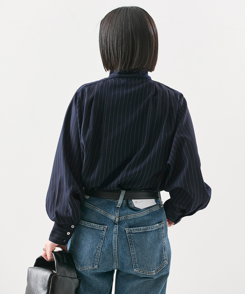 A PUPIL(アピューピル)の「【A PUPIL/ア ピューピル】別注 HNK RGLN BL STRIPES:ブラウス(シャツ/ブラウス・レディース・ネイビー/アイボリー・MEDIUM)」の15枚目の写真