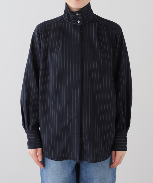 A PUPIL(アピューピル)の「【A PUPIL/ア ピューピル】別注 HNK RGLN BL STRIPES:ブラウス(シャツ/ブラウス・レディース・ネイビー/アイボリー・MEDIUM)」の16枚目の写真