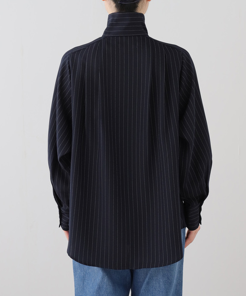A PUPIL(アピューピル)の「【A PUPIL/ア ピューピル】別注 HNK RGLN BL STRIPES:ブラウス(シャツ/ブラウス・レディース・ネイビー/アイボリー・MEDIUM)」の18枚目の写真