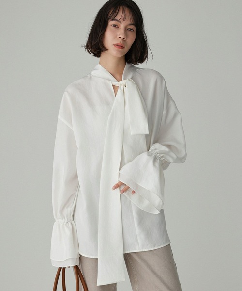 BABYLONE（バビロン）の「2WAYボウタイブラウス（シャツ/ブラウス・レディース・イエロー/ホワイト・フリー）」の3枚目の写真